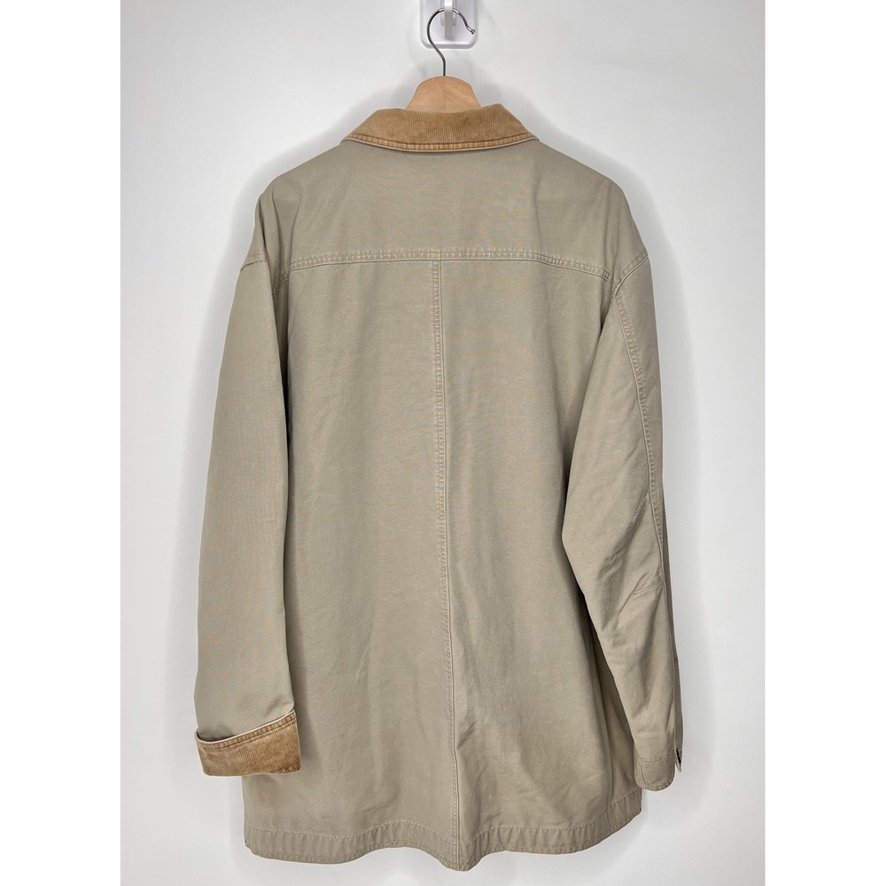 LL Bean Chore Jacket Mens XLT Beige Khaki Corduroy Collar Field Barn Coat 0-BGW5 - Picture 2 of 11